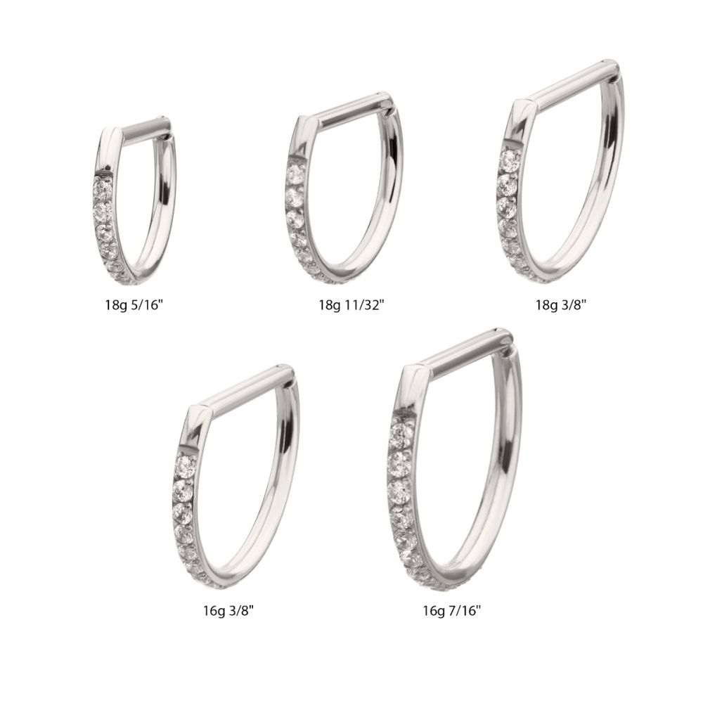 Titanium D-Ring Clicker with CNC Set Clear CZ Gem