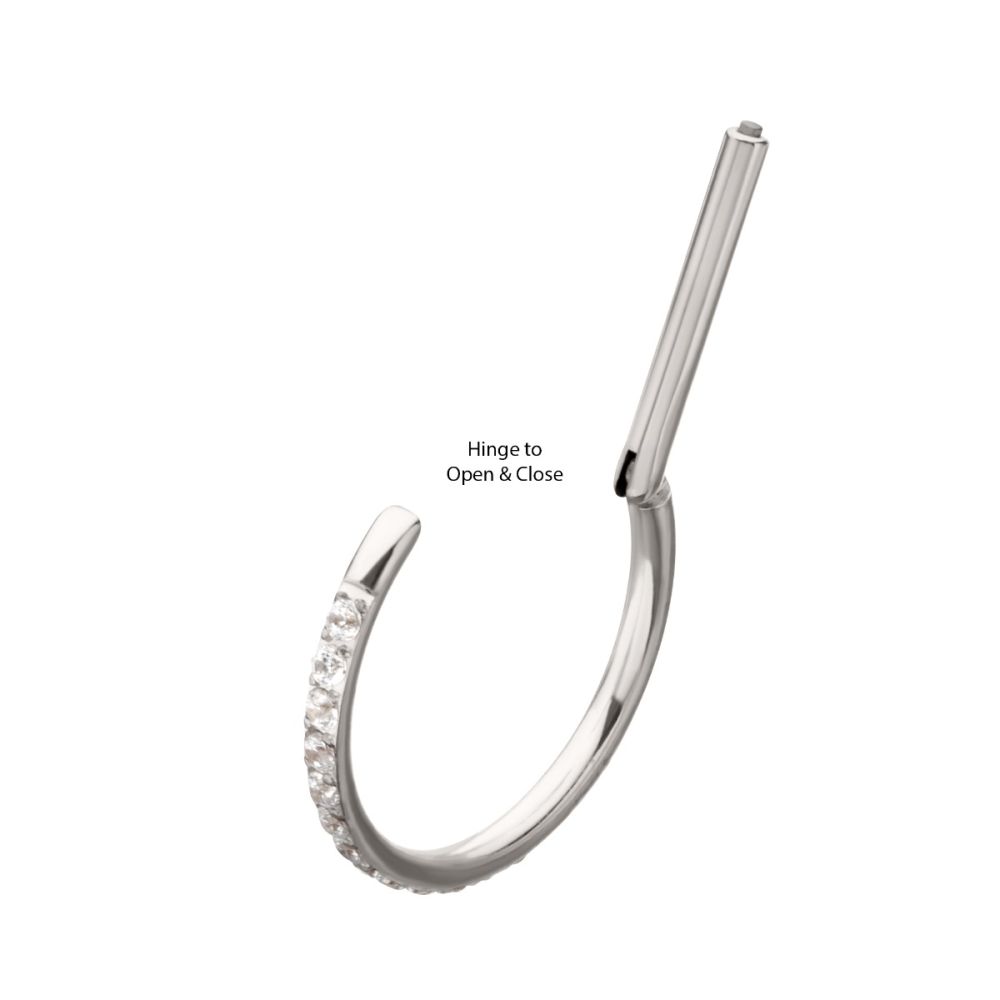 Titanium D-Ring Clicker with CNC Set Clear CZ Gem