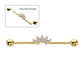 24Kt Gold PVD Titanium Internally Threaded 5 Marquise Gem Cluster with Ball End Industrial Barbell