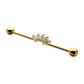 24Kt Gold PVD Titanium Internally Threaded 5 Marquise Gem Cluster with Ball End Industrial Barbell