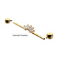 24Kt Gold PVD Titanium Internally Threaded 5 Marquise Gem Cluster with Ball End Industrial Barbell