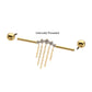 24Kt Gold PVD Titanium Internally Threaded 5 Prong Set Gem Cluster with 2-Tier Chain & Ball End Industrial Barbell