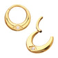 24Kt Gold PVD Titanium Etched Design with Prong Set Gem Sleek Dome Septum Front Facing Hinged Segment Clicker