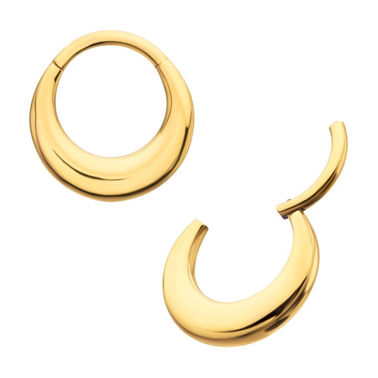 24Kt Gold PVD Titanium Sleek Dome Septum Front Facing Hinged Segment Clicker