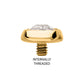 14g 24Kt Gold PVD Titanium Internally Threaded Low Profile Bezel Set Swarovski Crystal Dermal Top