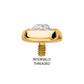 16g 24Kt Gold PVD Titanium Internally Threaded Low Profile Bezel Set Swarovski Crystal Dermal Top