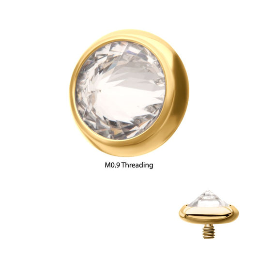 24Kt Gold PVD Titanium Internally Threaded Low Profile Bezel Set Gem Top