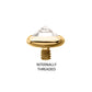 24Kt Gold PVD Titanium Internally Threaded Low Profile Bezel Set Gem Tops