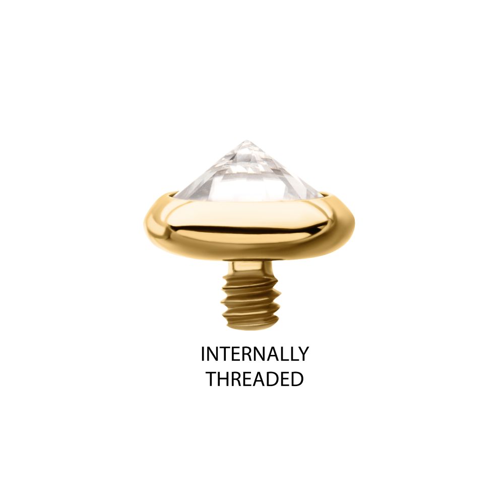 24Kt Gold PVD Titanium Internally Threaded Low Profile Bezel Set Gem Tops