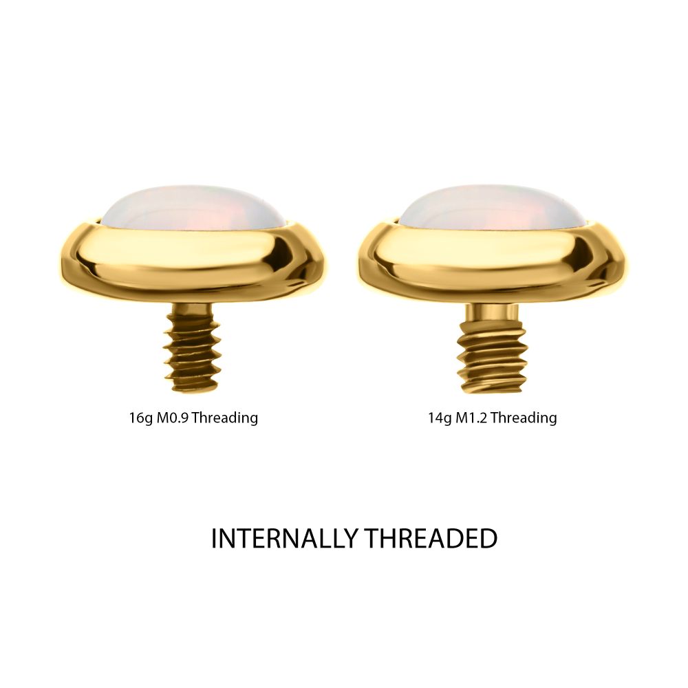 24Kt Gold PVD Titanium Internally Threaded Low Profile Bezel Set Synthetic Opal Dermal Top