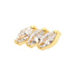 24Kt Gold PVD Titanium Internally Threaded Prong Set Marquise CZ Diagonal 3-Cluster Top