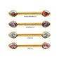 24Kt Gold PVD Titanium Bezel Set Teardrop Gem End Nipple Barbell (One Side Fixed, One Side Internally Threaded) | Sold by piece