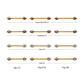 24Kt Gold PVD Titanium Bezel Set Teardrop Gem End Nipple Barbell (One Side Fixed, One Side Internally Threaded) | Sold by piece
