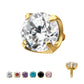 24Kt Gold PVD Titanium Internally Threaded Flat Base Low Profile 4 Prong Round Gem Top