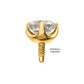 24Kt Gold PVD Titanium Internally Threaded Flat Base Low Profile 4 Prong Round Gem Top