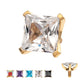 24Kt Gold PVD Titanium Internally Threaded 4 Prong Princess Cut Gem Top