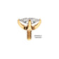 24Kt Gold PVD Titanium Internally Threaded 4 Prong Princess Cut Gem Top
