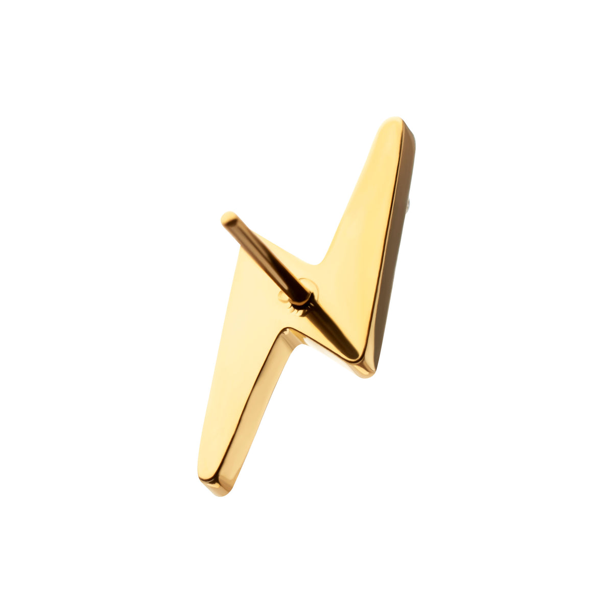 24kt Gold PVD Titanium Threadless Pave Gem Lightning Bolt Top