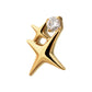 24Kt Gold PVD Titanium Threadless Double Celestial Star Top with Prong Set Gem