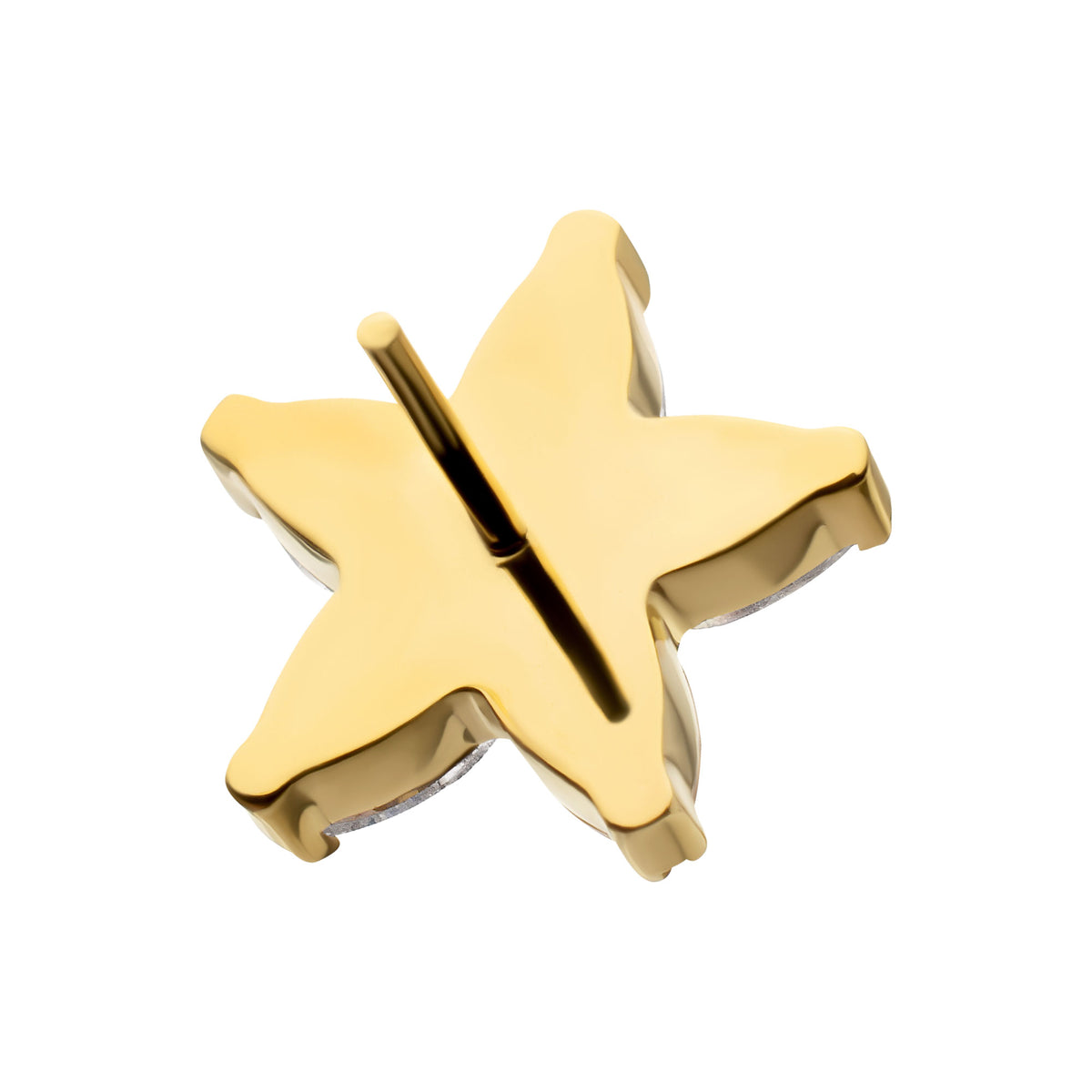 24Kt Gold PVD Titanium Threadless V-Prong Marquise Gem 5-Petal Flower Top