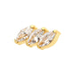 24Kt Gold PVD Titanium Threadless Prong Set Marquise CZ Diagonal 3-Cluster Top
