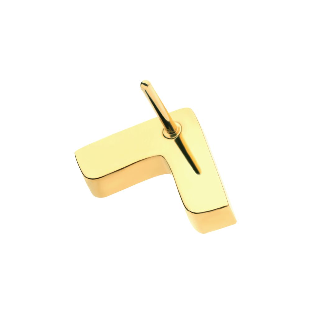 24Kt Gold PVD Titanium Threadless Prong Set  5 Round CZ Chevron Shape Top