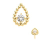 24Kt Gold PVD Titanium Threadless Hollow Teardrop Shape Beads with Prong Set CZ Top