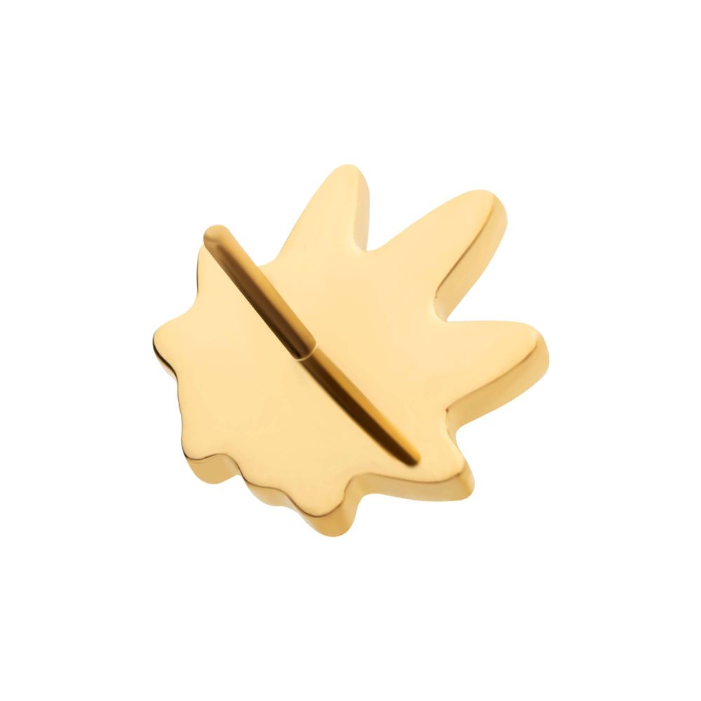 24Kt Gold PVD Titanium Threadless Pot Leaf Top