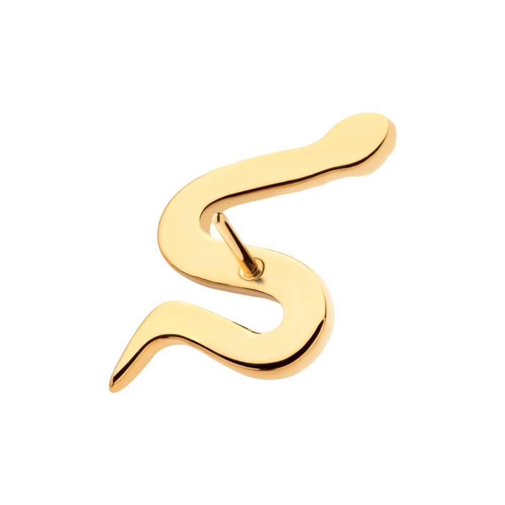 24Kt Gold PVD Titanium Threadless Pave Set 13 Clear CZ Snake Top