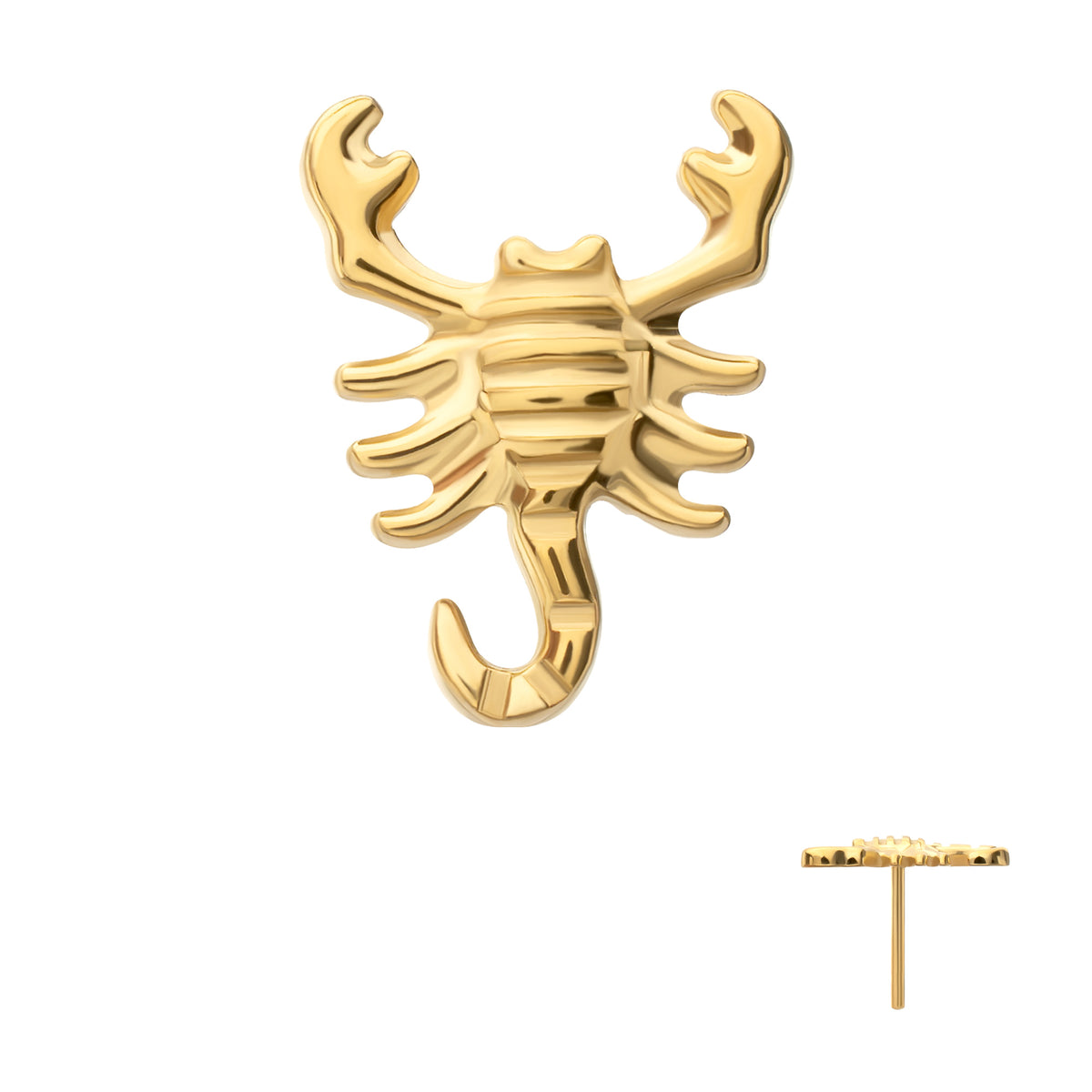 24Kt Gold PVD Titanium Threadless Low Profile 3D Scorpion Top