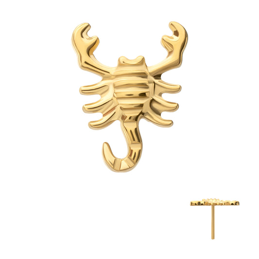 24Kt Gold PVD Titanium Threadless Low Profile 3D Scorpion Top