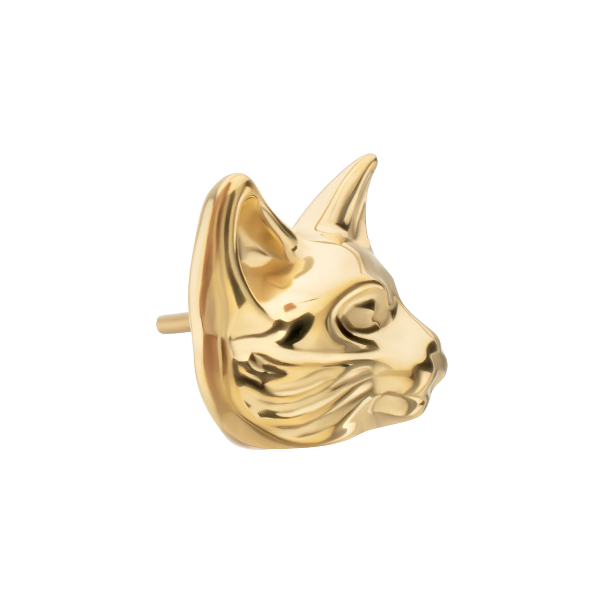 24Kt Gold PVD Titanium Threadless Low Profile 3D Cat's Head Top