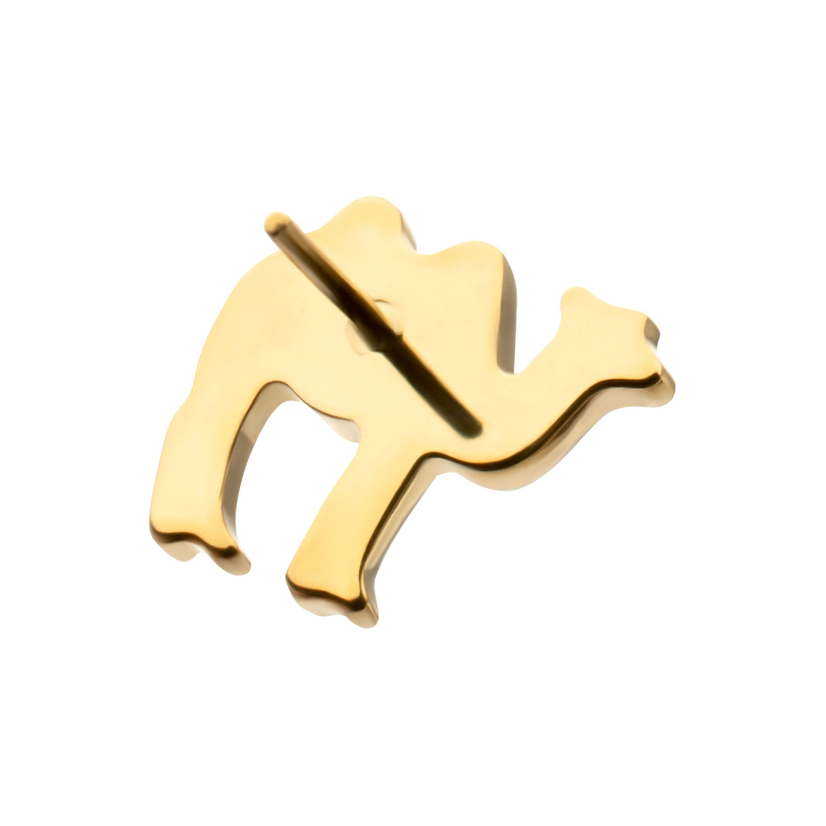 24Kt Gold PVD Titanium Threadless Low Profile 3D Camel Top