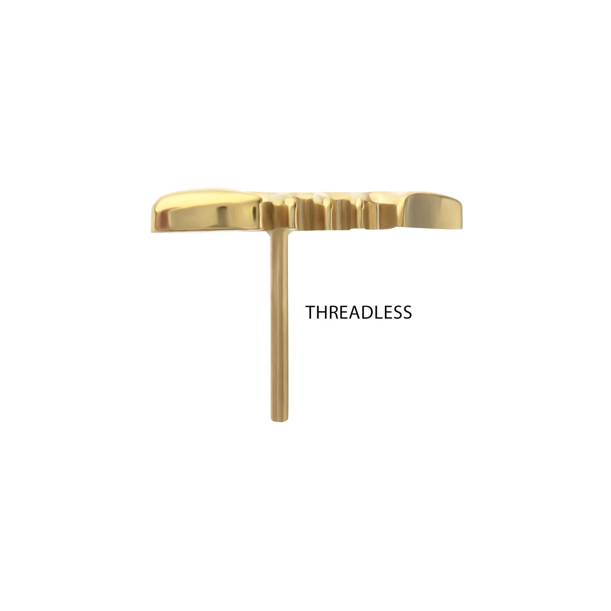 24Kt Gold PVD Titanium Threadless Low Profile 3D Fishbone Top