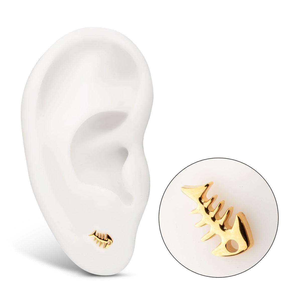 24Kt Gold PVD Titanium Threadless Low Profile 3D Fishbone Top