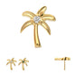 24Kt Gold PVD Titanium Threadless Low Profile 3D Palm Tree Top With Prong Set Gem