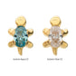 24Kt Gold PVD Titanium Threadless Low Profile 3D Sea Turtle Top with Prong Set Oval Gem