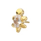 24Kt Gold PVD Titanium Threadless Low Profile 3D Sea Turtle Top with Prong Set Oval Gem