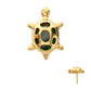 24Kt Gold PVD Titanium Threadless Low Profile Cut Out Back Land Turtle Top with Emerald CZ Gem