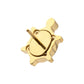 24Kt Gold PVD Titanium Threadless Low Profile Cut Out Back Land Turtle Top with Emerald CZ Gem