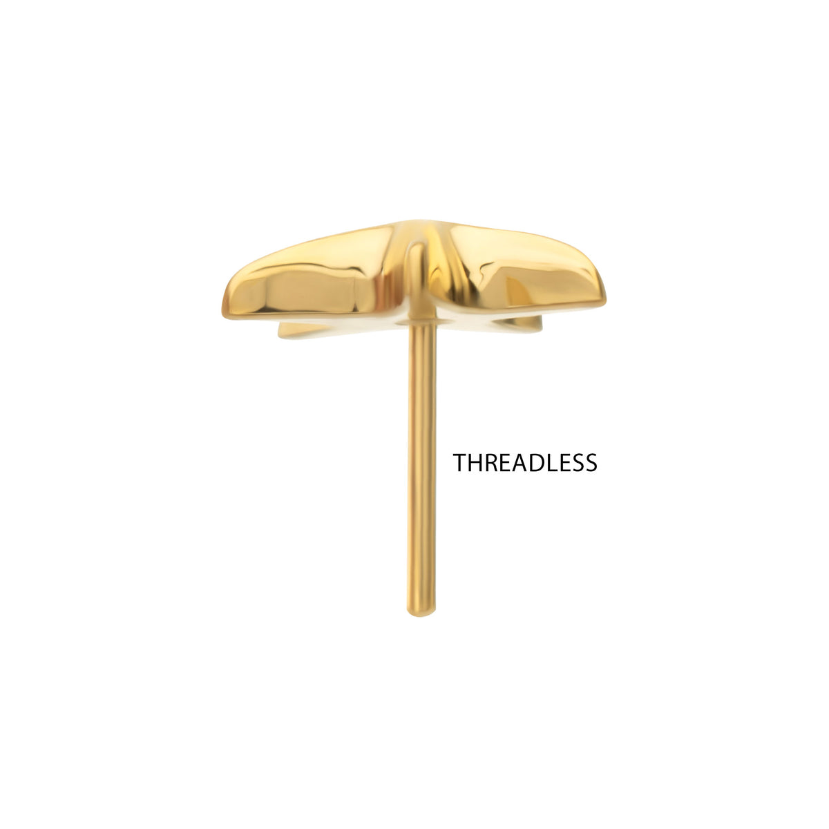24Kt Gold PVD Titanium Threadless Low Profile 3D Starfish Top
