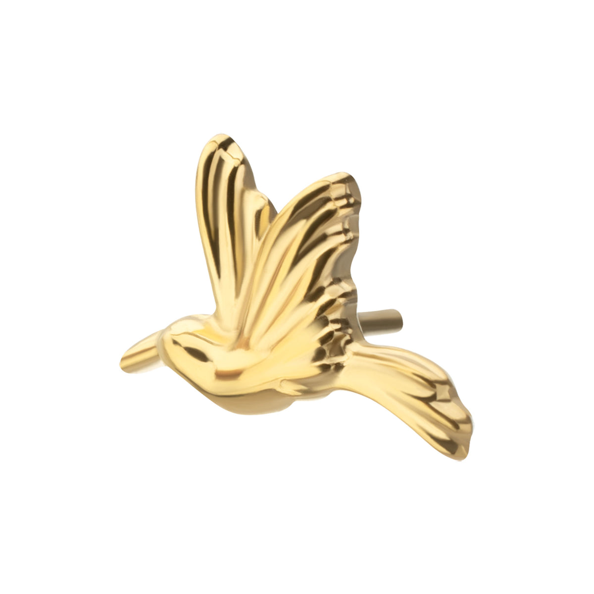 24Kt Gold PVD Titanium Threadless Low Profile 3D Hummingbird Top
