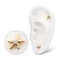 24Kt Gold PVD Titanium Threadless Low Profile 3D Starfish Top with Prong Set Gem