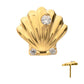 24Kt Gold PVD Titanium Threadless Low Profile 3D Shell Top with Prong Set Gem