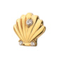 24Kt Gold PVD Titanium Threadless Low Profile 3D Shell Top with Prong Set Gem