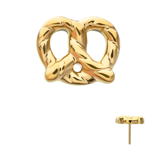 24kt Gold PVD Titanium Threadless Twisted Pretzel Top