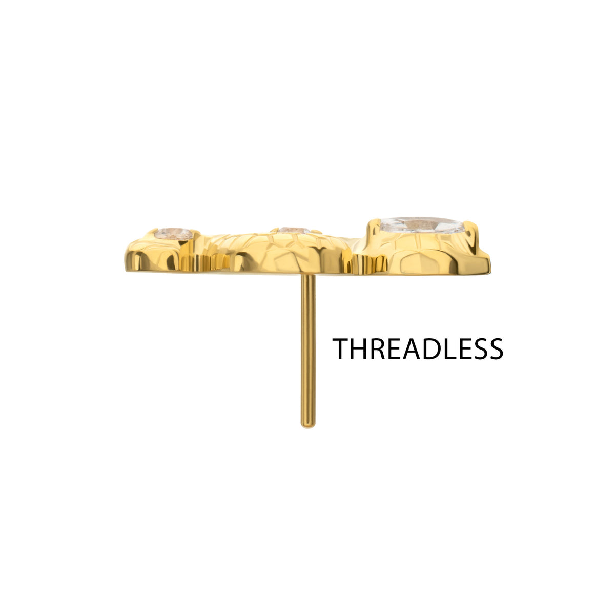 24kt Gold PVD Titanium Threadless Textured Snake Gem Top