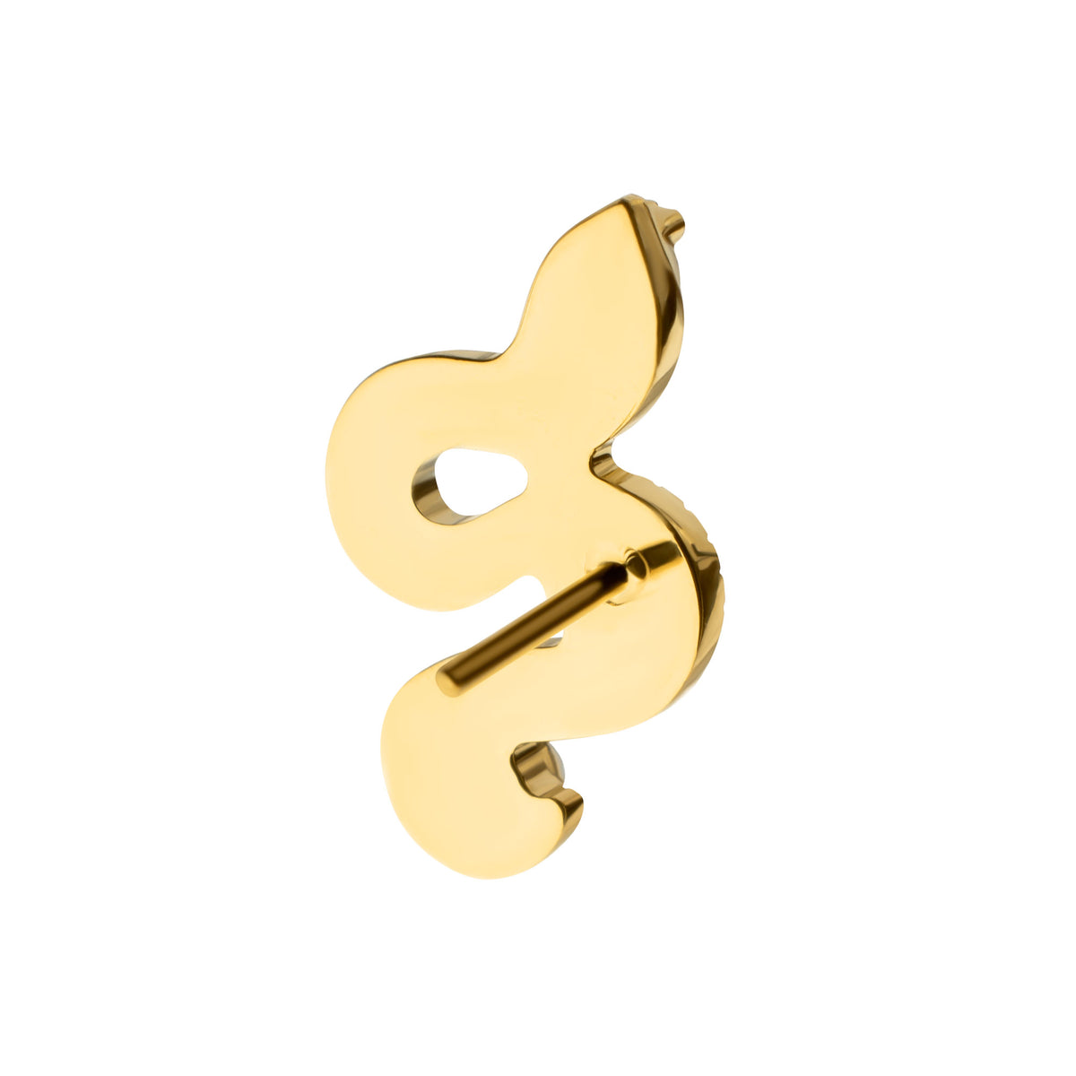24kt Gold PVD Titanium Threadless Textured Snake Gem Top
