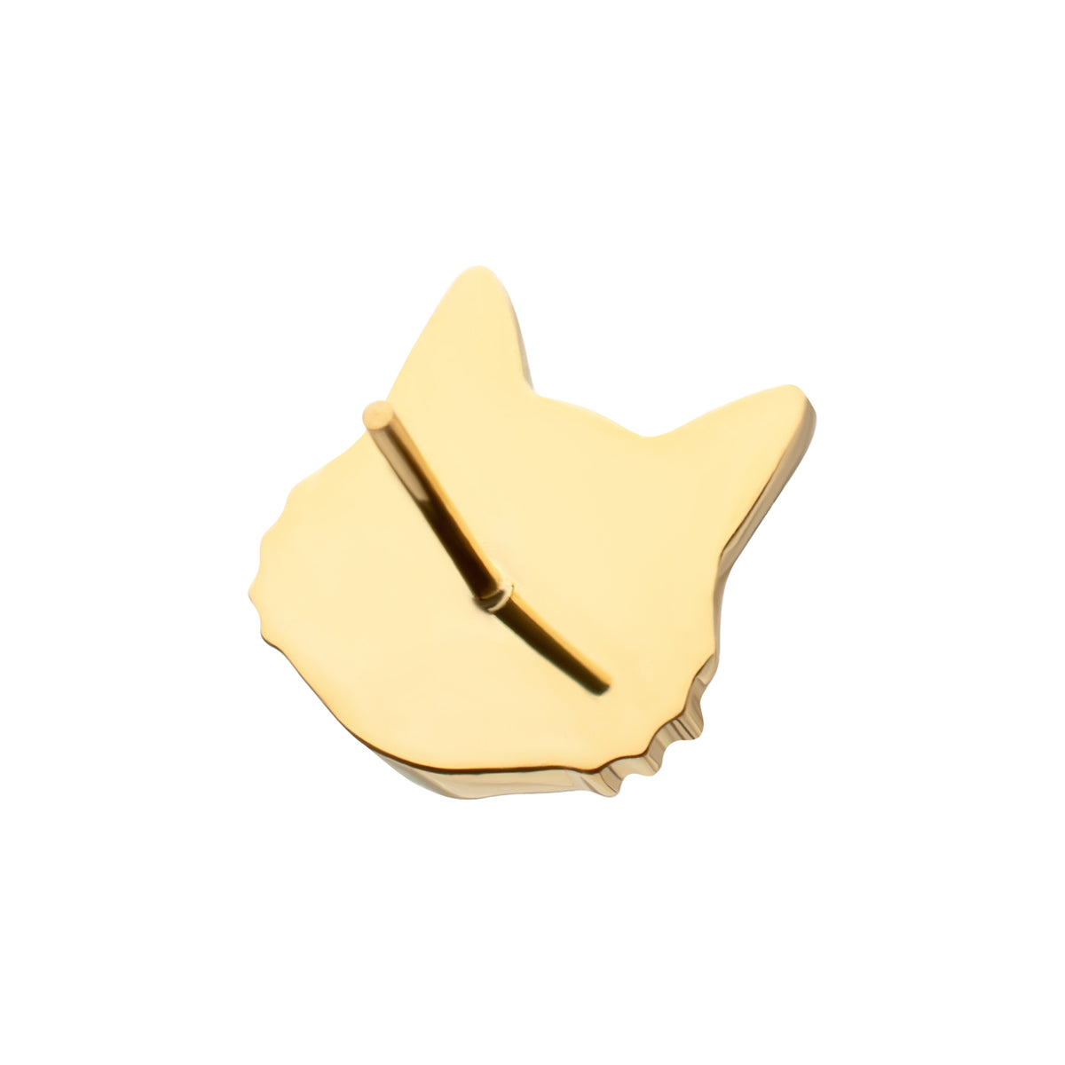 24kt Gold PVD Titanium Threadless Midnight Cat Top with Prong Set Black Gem Eyes