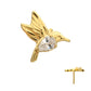 24kt Gold PVD Titanium Threadless Prong Set Teardrop Gem Hummingbird Top